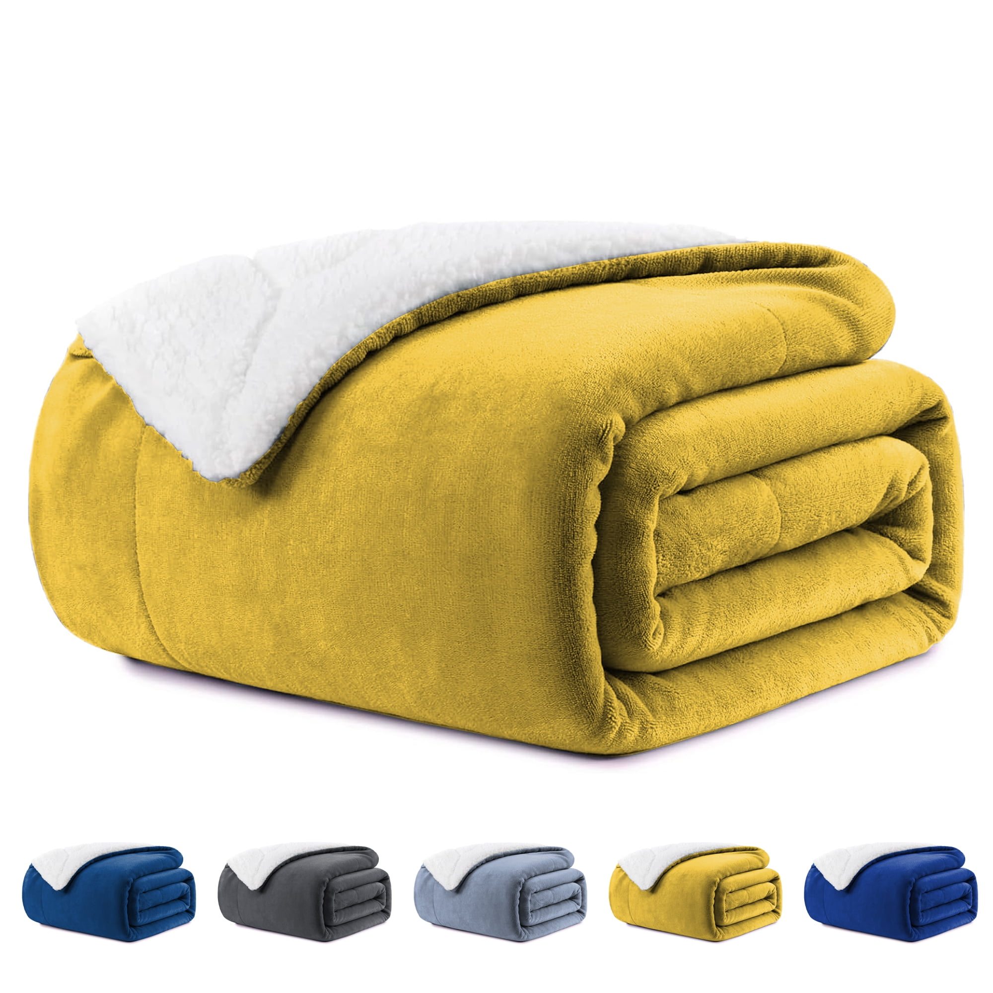 Homieway Yellow Sherpa Fleece Throw Blankets, Soft and Warm Bed Blanket