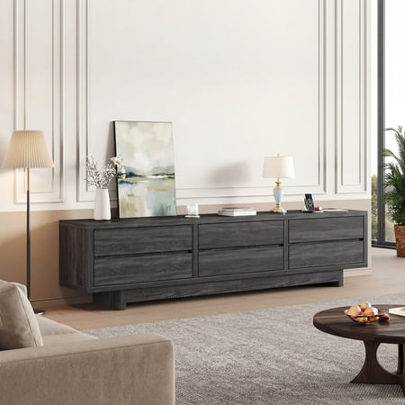 Homiflex 78" TV Stand for TVs Up to 90", Entertainment Center with Storage, Modern Media Console Table with Drawers & Power Outlets, Grey