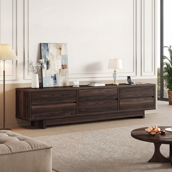 Homiflex 78" TV Stand for TVs Up to 90", Entertainment Center with Storage, Modern Media Console Table with Drawers & Power Outlets, Walnut