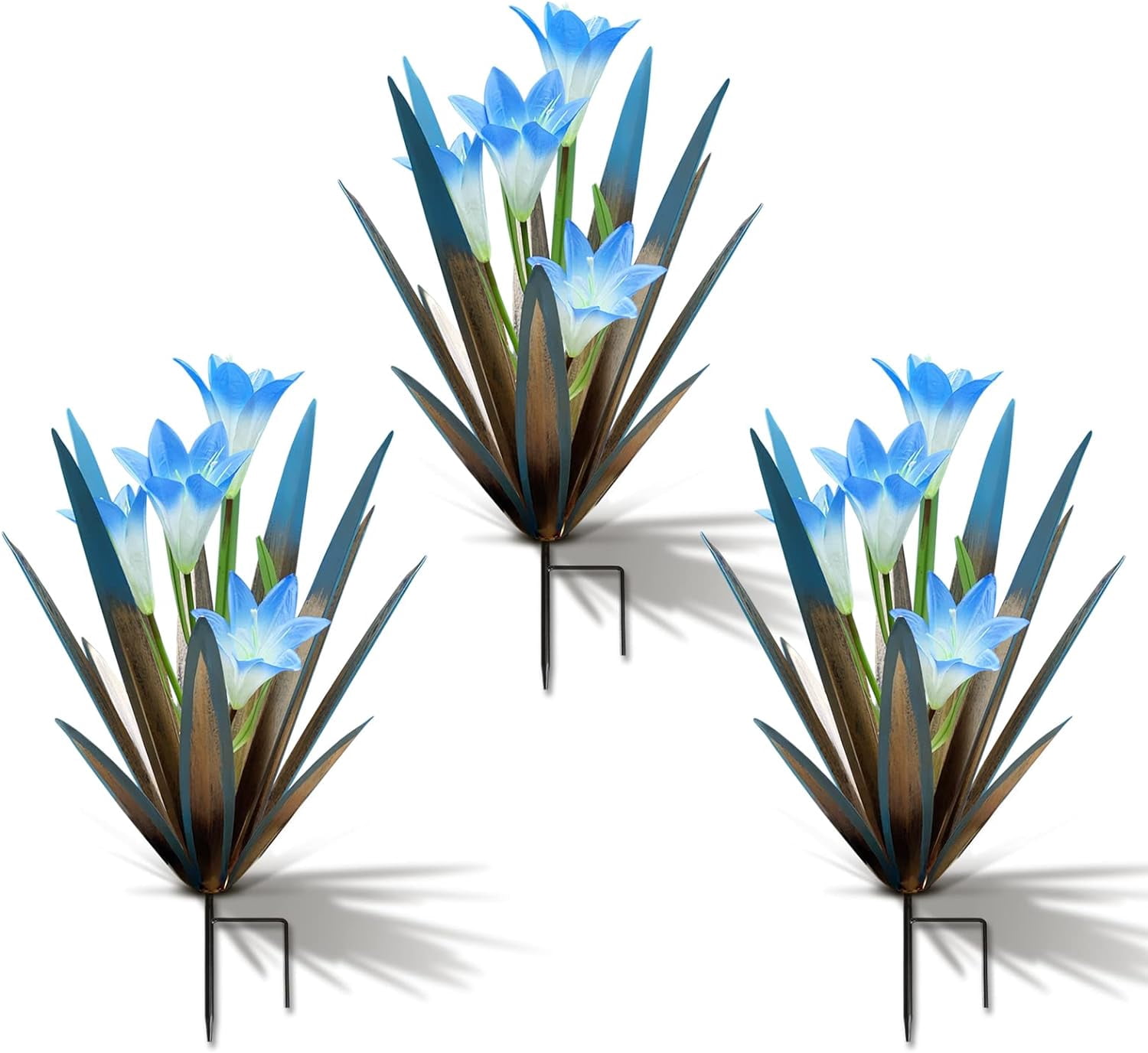 Homight Metal Agave Plant Outdoor Decoration Lily Mexican Yard Art Garden Gift Home Decor Hand Painted Metal Agave Garden Yard Statue, Outdoor Lawn Ornaments (2 Big Red Lilies)