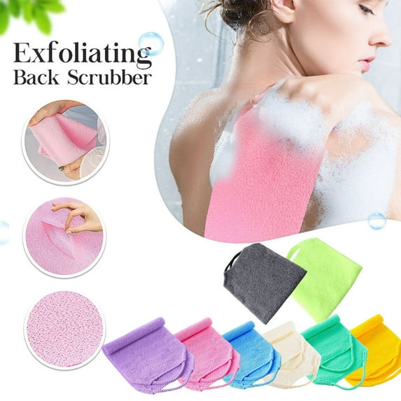 Homirary 4 Packs Back Bath Towel, Stretchable Bath Towel, Elastic Drawstring Design, Suitable for Showering and Body Scrubbing