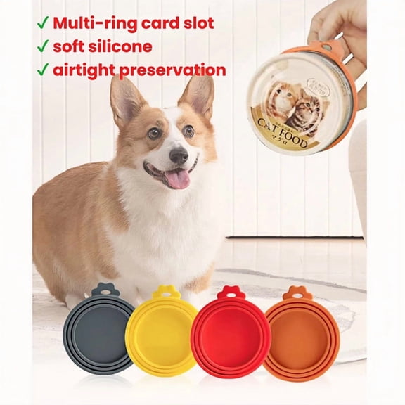 Homirary 4pcs Silicone Pet Food Can Lids, Pet Food Can Lids, for Cat Dog Canned Food Storage, High Temperature Resistant, Dishwasher Safe