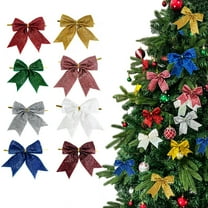 Homirary Christmas Bow Tree Topper, Christmas Bows with Gold Twist Ties, 8 Pack, One Size