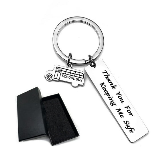 Homirary School Bus Driver Keychain, Bus Driver Appreciation Gift, 1pc Keyring for Driver Christmas Birthday, Silver