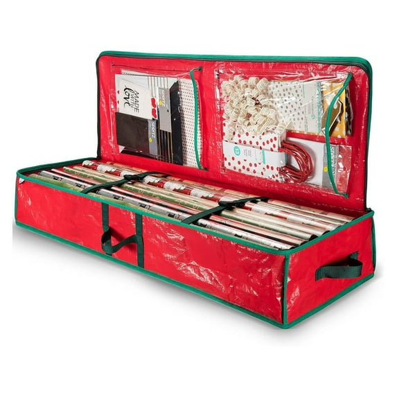 Homirary Wrapping Paper Storage Containers - Gift Wrap Organizer, Christmas Wrapping Paper & Holiday Accessories Storage Box, 1pc, Red