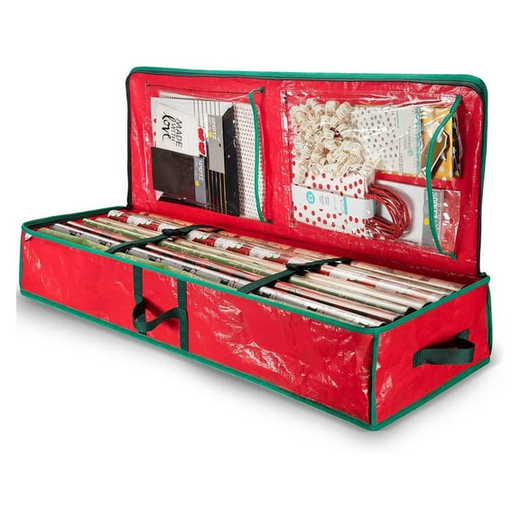 Homirary Wrapping Paper Storage Containers - Gift Wrap Organizer, Christmas Wrapping Paper & Holiday Accessories Storage Box, 1pc, Red