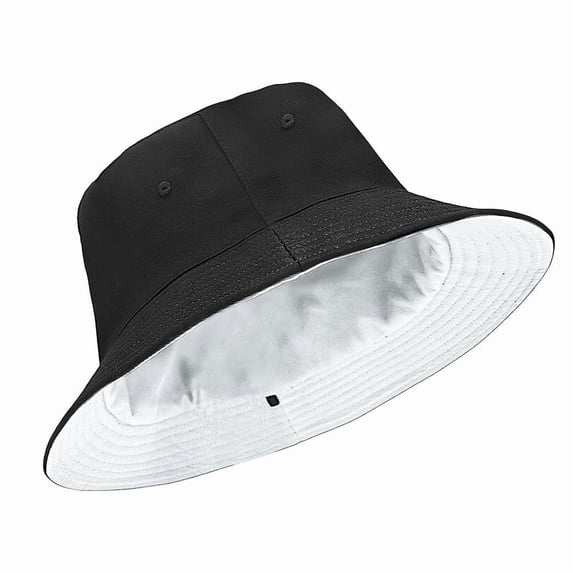 Homirary XXL Oversize Bucket Hat Reversible, Fisherman Sun Cap with Chin Strap, Travel Beach Outdoor Hat for Men & Women, Black / White, 1 Pack