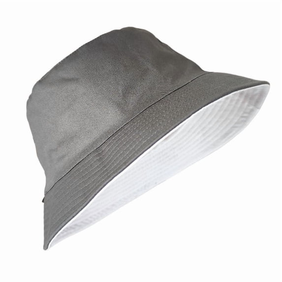 Homirary XXL Oversize Bucket Hat Reversible, Fisherman Sun Cap with Chin Strap, Travel Beach Outdoor Hat for Men & Women, Gray / White, 1 Pack