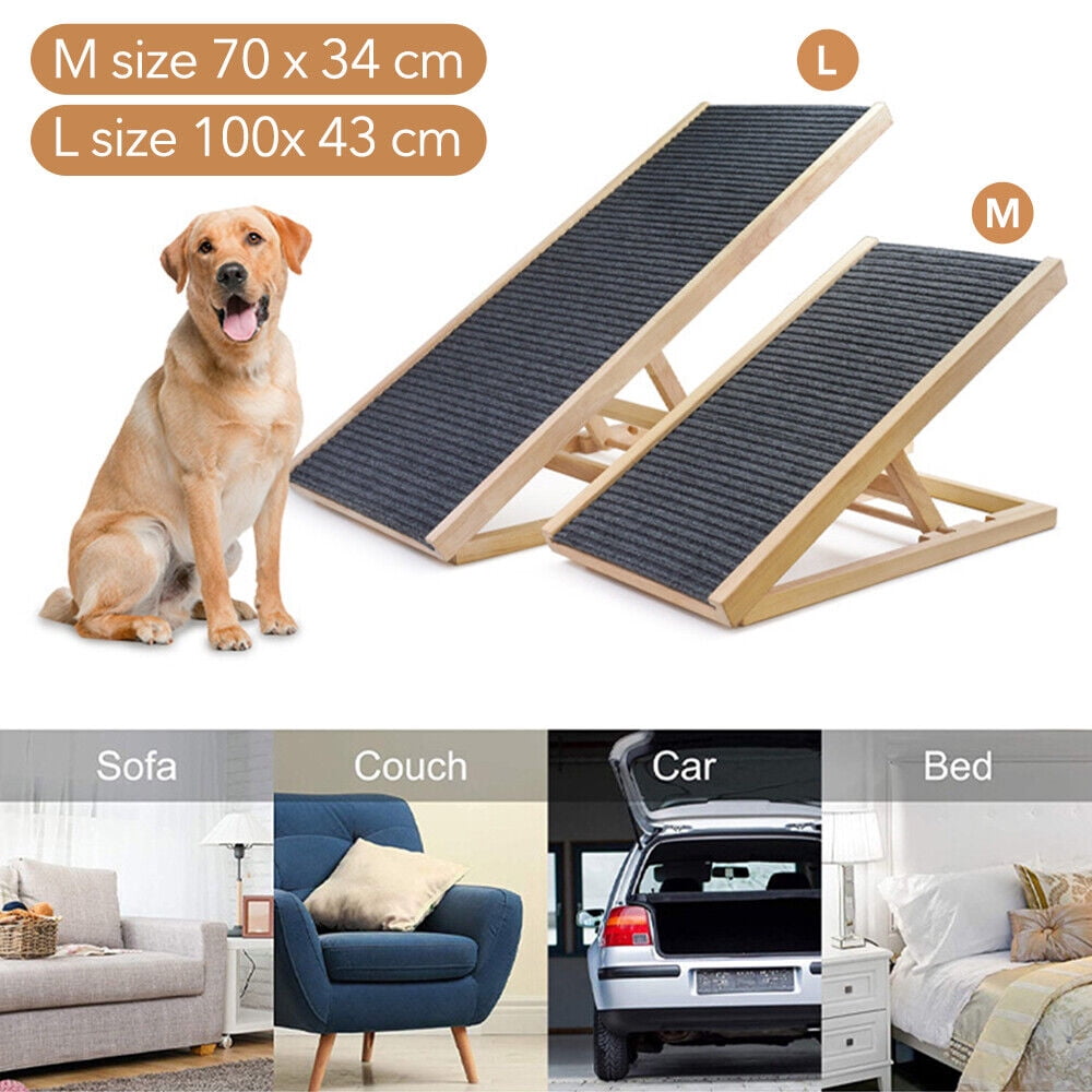 Homitt 100*43Cm Adjustable Dog Ramps, Wooden Folding Portable Pet Ramps