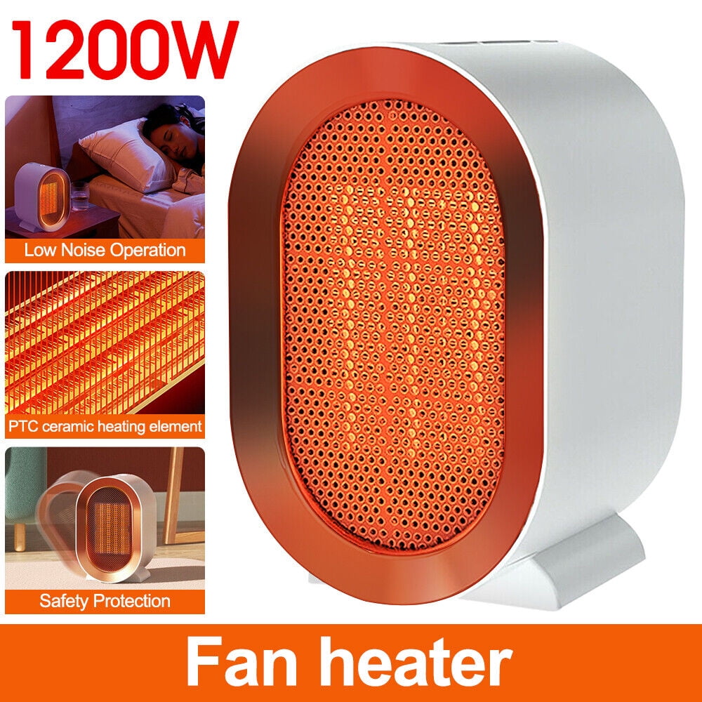 Homitt 1200W Mini Desktop Hot Fan Heater EnergySaving 2 Modes PTC