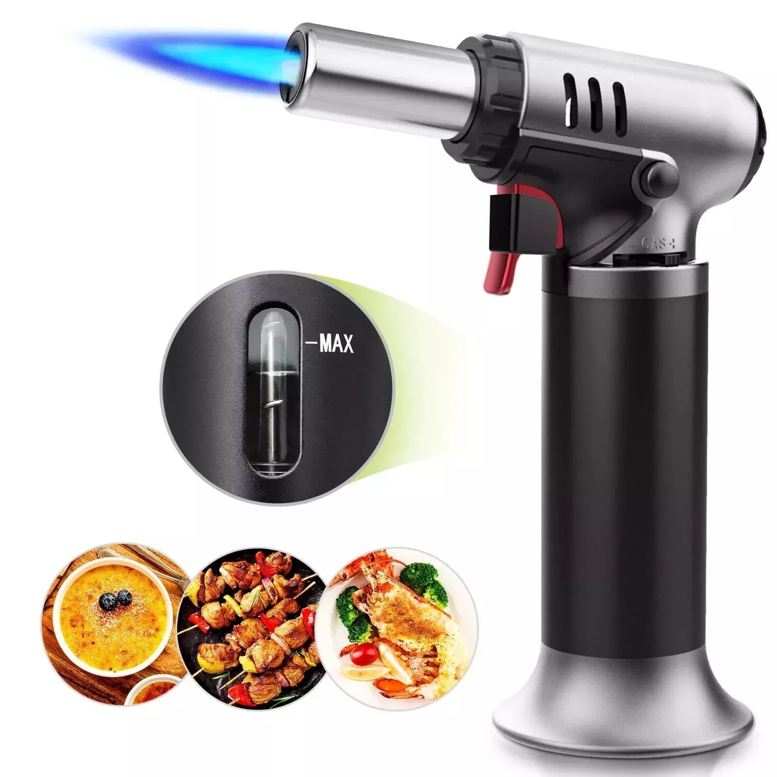 Homit Butane Torch with Fuel Gauge, Refillable Soldering Cooking Torch ...