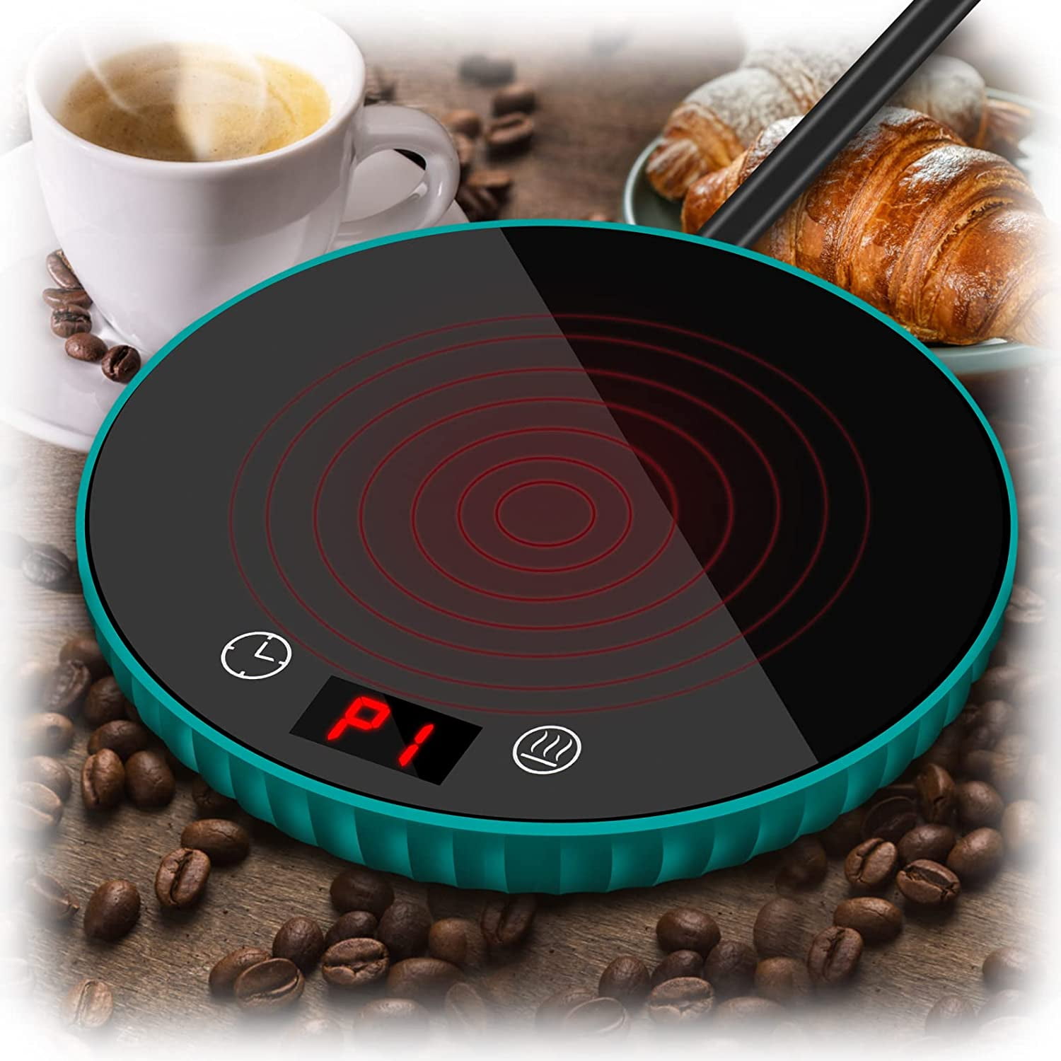 Hoofun Coffee Mug Warmer, Smart Cup Warmer for Desk Auto Shut Off & Timing, Electric Beverage Warmer with 2 Temperature Settings, Wireless Warmer Heating