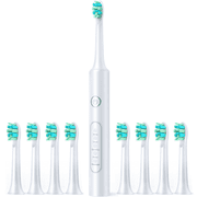 Homitt Electric Toothbrush, 5 Modes & 8 Replaceable Brush Heads, 40000vpm Deep Clean, Electric Toothbrush for Adults Lasts 60 Days, 2 Minute Smart Time, for Travel, Gifts, White