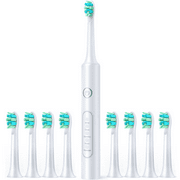 Homitt Electric Toothbrush, 5 Modes & 8 Replaceable Brush Heads, 40000vpm Deep Clean, Electric Toothbrush for Adults Lasts 60 Days, 2 Minute Smart Time, for Travel, Gifts, White