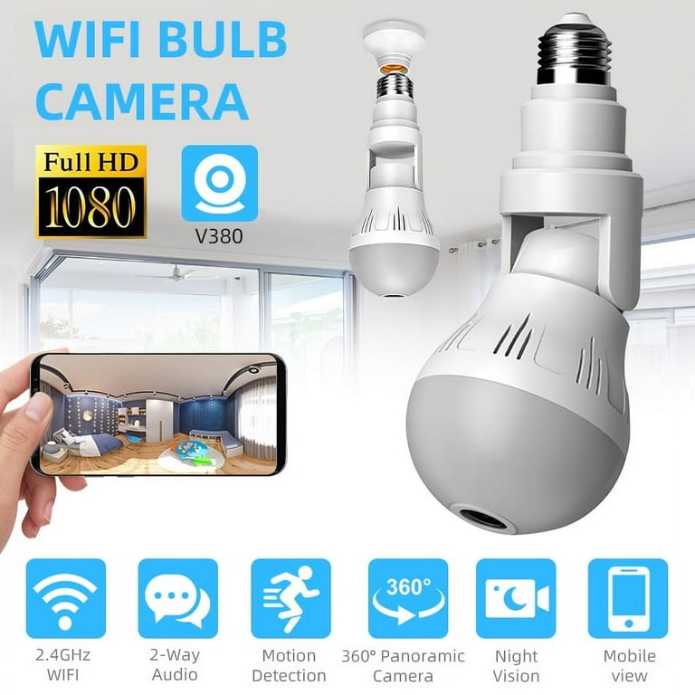 360 wifi fisheye panoramic camera bulb 2025