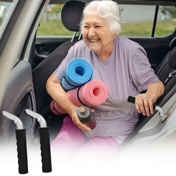 Homive 2 Pack Car Door Handle for Elderly 2 in 1 Car Assist Handle Window Breaker Portable Vehicle Support Handle for Seniors and Emergency Tool, Black