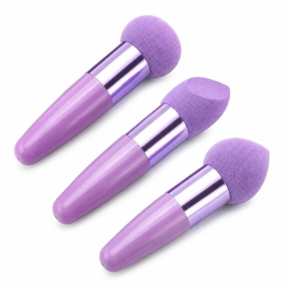 Homivra 2026 New 3Pcs Makeup Sponge Wedge Sponges with Handle Cosmetic Puff Beauty Sponge Stick