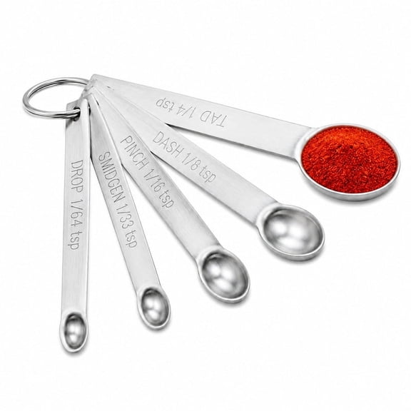 Homivra 2026 New Mini Measuring Spoon Heavy Duty Stainless Steel Small Teaspoon Micro Mg Scoop 1/64,1/32,1/16,1/8,1/4 Tsp for Kitchen Cooking Dry Liquid IngredientsFits in Spice JarSilver Set of 5