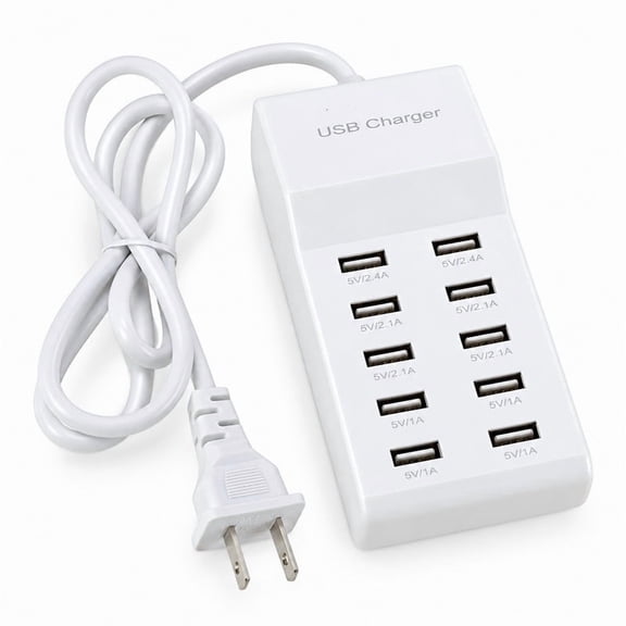 Homivra 2026 New Multiple Usb Charger,10 Ports Quick Charge Charger Station Dock with Cable 5V 2.4A for Smart Phones for Home,Office,Travel,Desk,Electronics,Multi-Device Charging