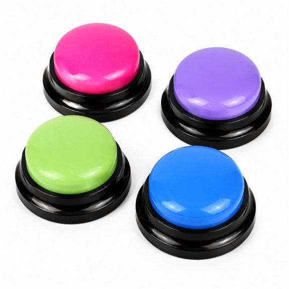 Homivra 2026 Set of 4 New Voice Recording Button,Recordable Answer Buzzers,30 Second Dog Buttons for Communication Pet Training Buzzer,Game Show Buzzers,Perfect for Family Game Study Office