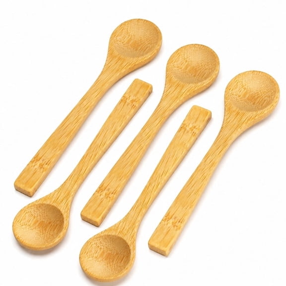 Homivra 6Pcs Bamboo Spoon,Eco_Friendly Handcrafted Wooden Spoon,Multi_Functional Mini Spoon for Coffee,Honey,Jam