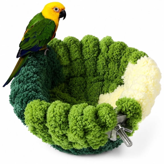 Homivra Bird Nest for Cage, Plush Hanging Bird Bed, Breeding Bird House for Small Birds and Pets, Warm Hanging Nest for Parakeet, Budgie, Cockatiel, Lovebird, Canary, Finch, Hamster, Green, S