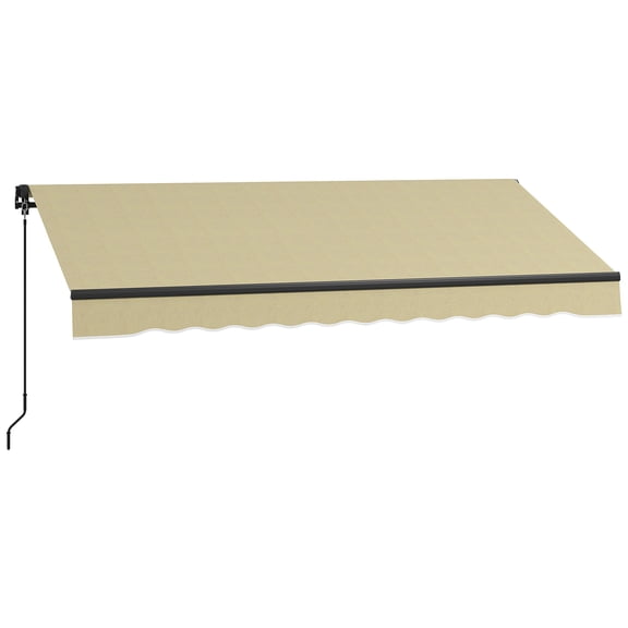 Homiyad 10 x 8 Ft Retractable Awning Beige Sunshade Shelter 280gsm UV Protection Deck Balcony Yard | Aosom.com