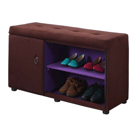 Homiyad 18" Tall Storage Ottoman with Shoe Compartment, Brown