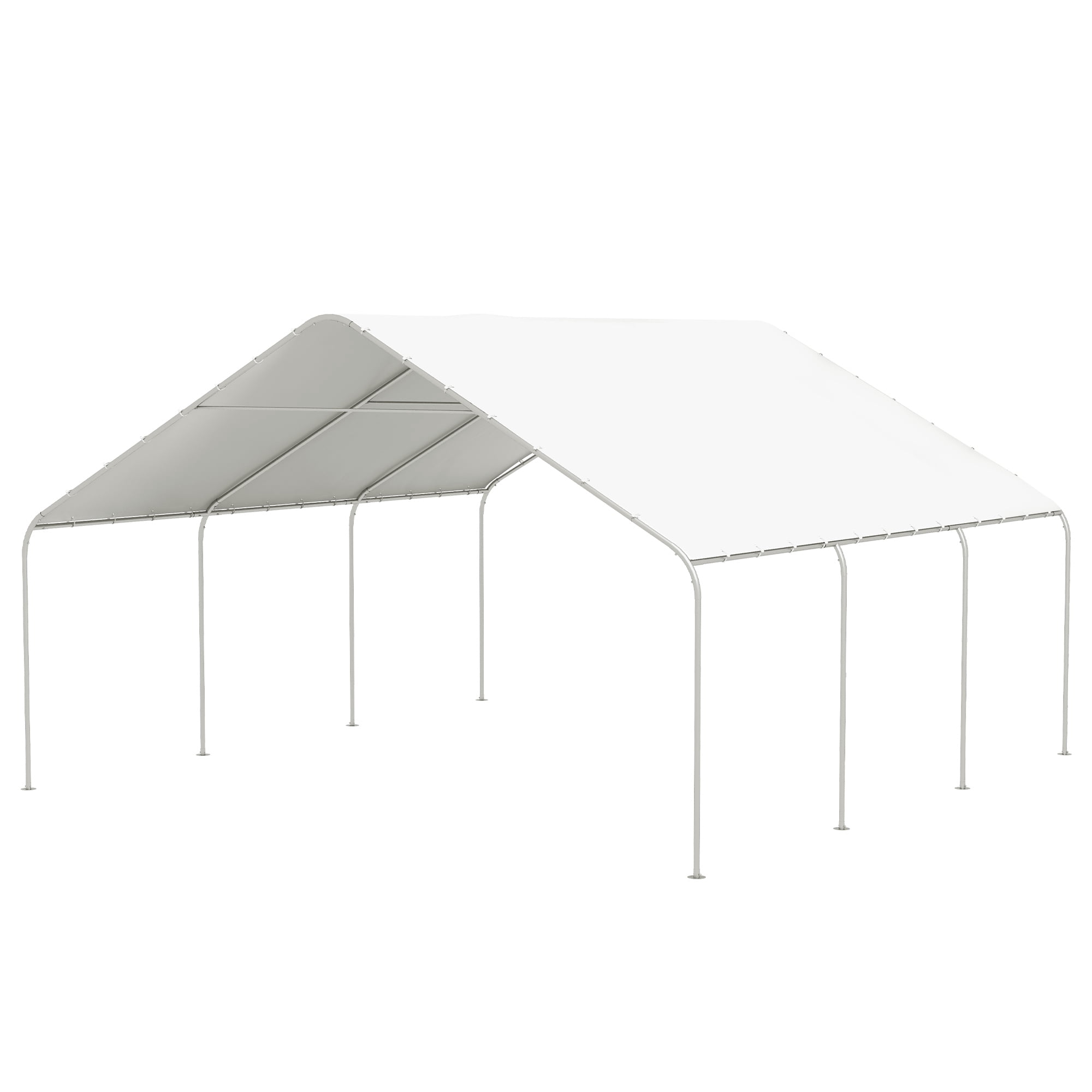 Homiyad 20' x 20' Portable Carport Shelter, Canopy Tent Anti-UV Cover for Vehicles, Catering, Wedding, White | Aosom.com