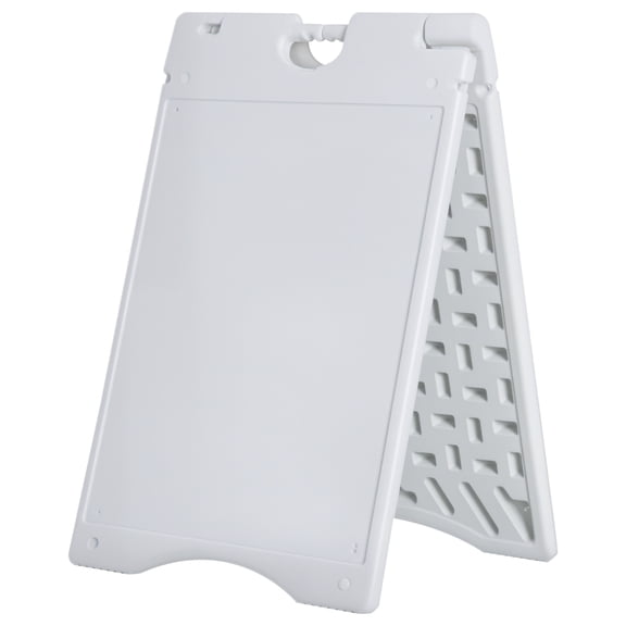 Homiyad 22 x 28" Plastic Folding A-Frame Sandwich Board Sidewalk Sign with Weighted Tank & Weatherproof Design, White