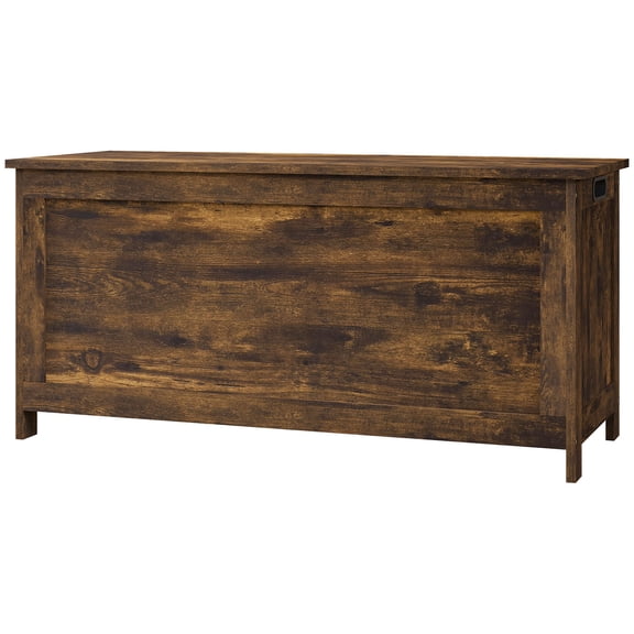 Homiyad 39.4" Storage Trunk w/ 2 Safety Hinges, Wooden Storage Bench w/ Side Handles, Storage Chest for Playroom, Rustic Brown