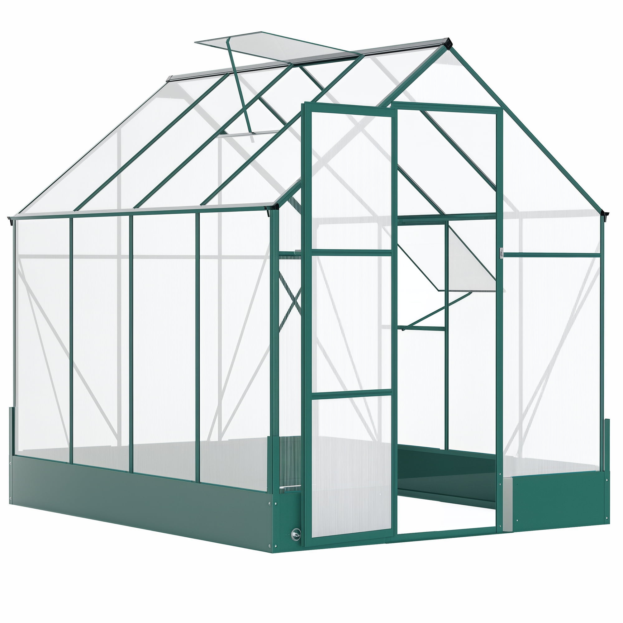 Homiyad 6' x 8' x 7' Walk-in Polycarbonate Greenhouse, Hobby&nbsp;Greenhouse for Backyard/Outdoor with Temperature Controlled Window