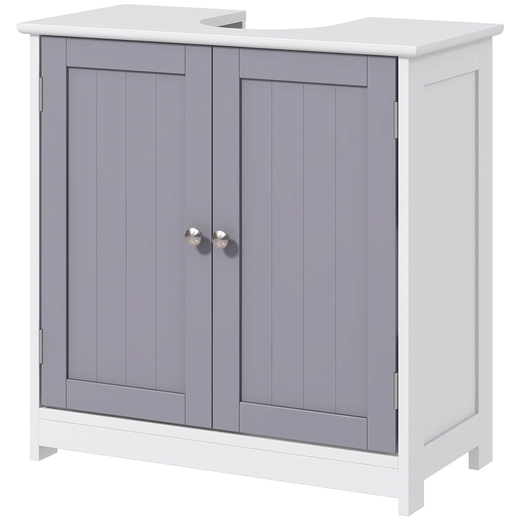 Homiyad Bathroom Vanities, Bathroom Sink Cabinets with U-Shape Cut-Out and Adjustable Internal Shelf, White and Gray
