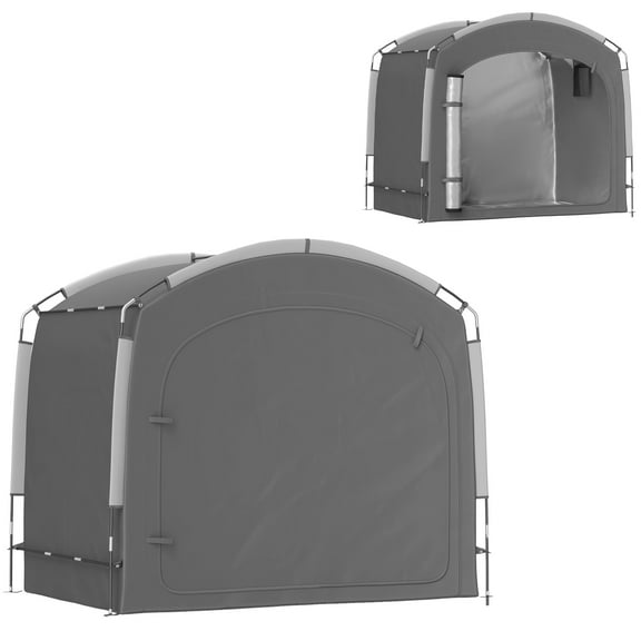 Homiyad Bike Garage Shed Tent, Portable and Waterproof with 210D Oxford Fabric and Carry Bag for 3-4 Bicycles, Dark Gray| Aosom.com
