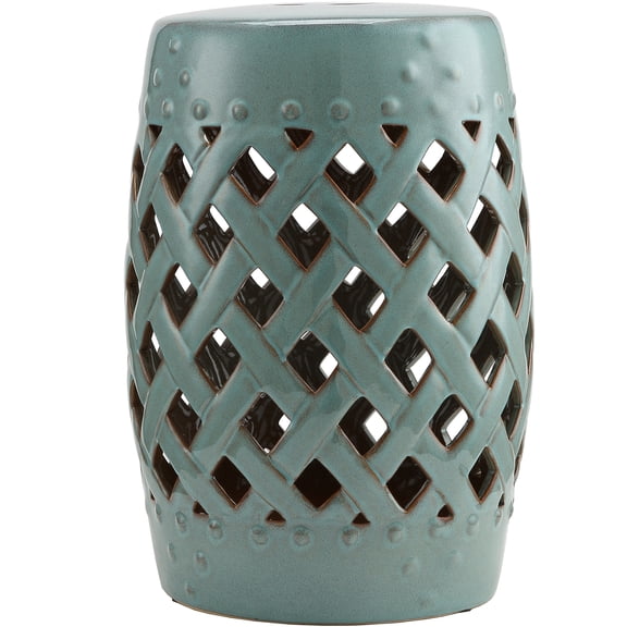 Homiyad Ceramic Knotted Garden Stool, Antique Blue Side Table, Elegant Design for Outdoor Spaces | Aosom.com