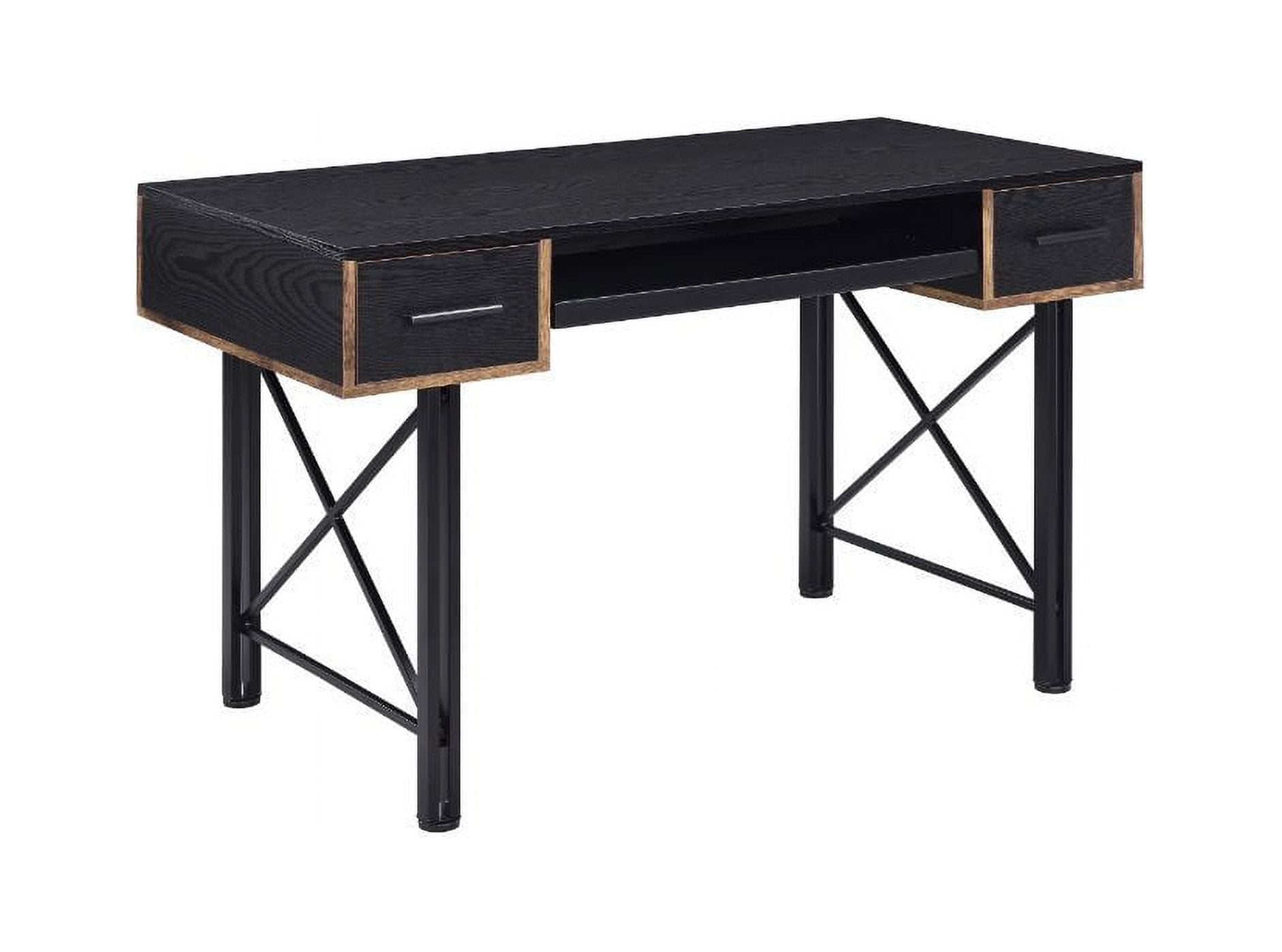 Settea 51" Industrial Black Wooden Computer Desk with Drawers and Keyboard Tray