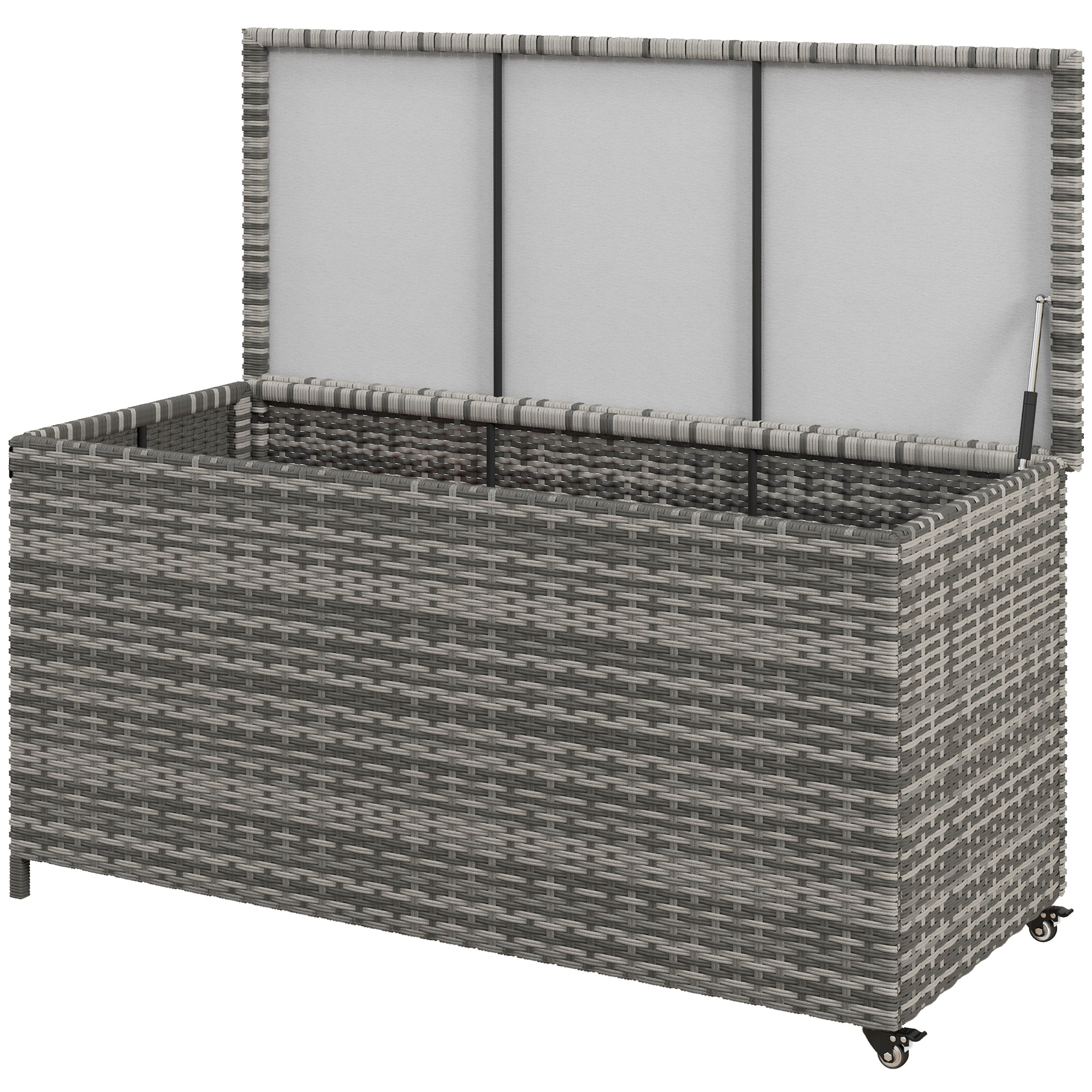 Homiyad Deck Box 83 Gallon Outdoor Storage Chest on Wheels Garden Tools ...