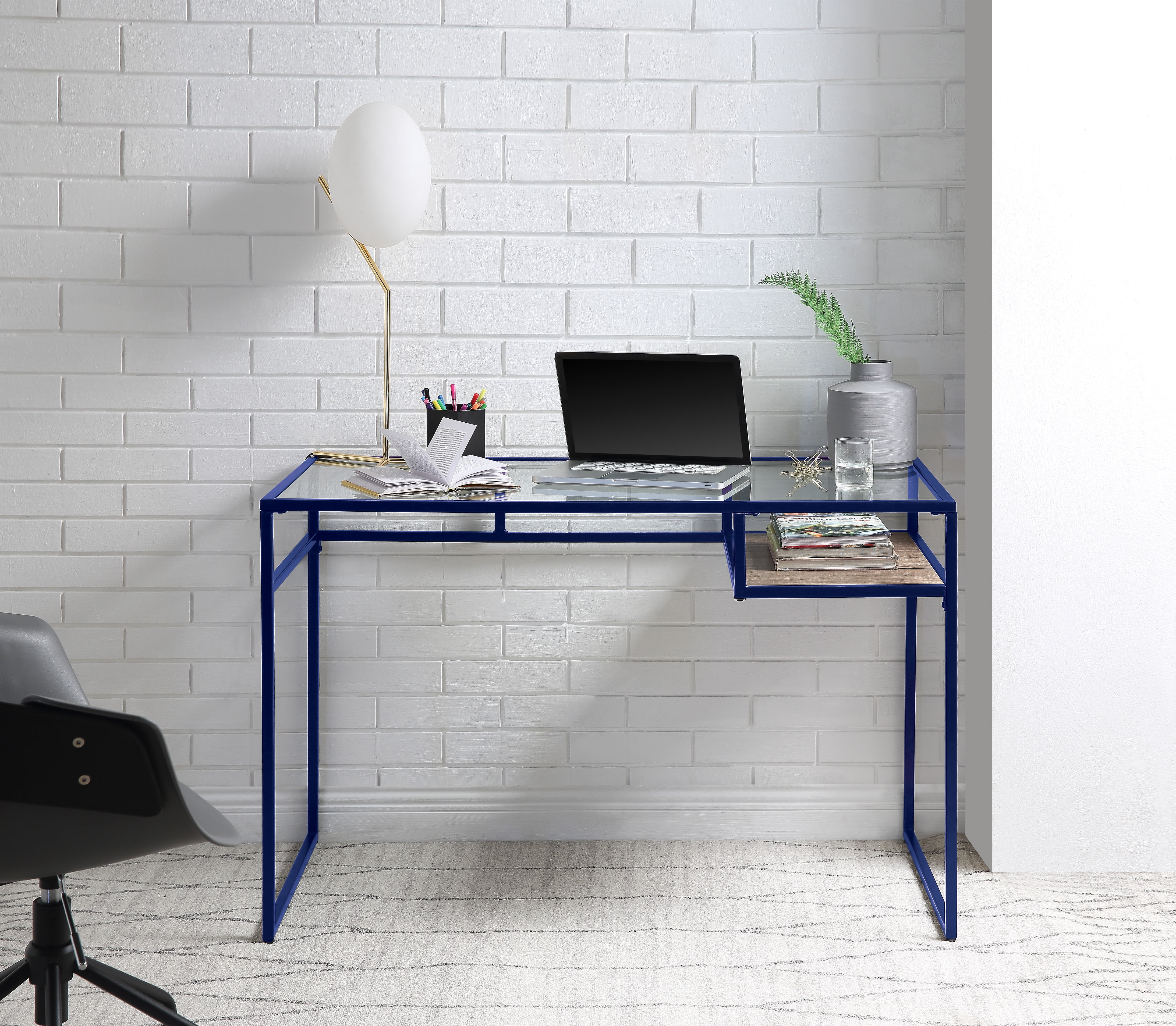 Blue glass desk discount