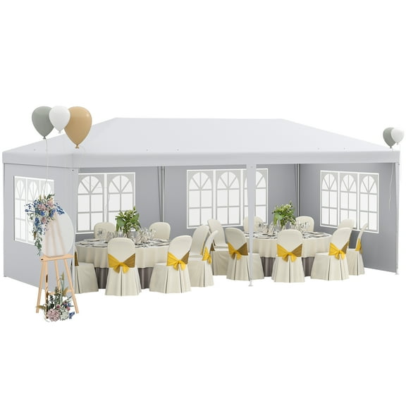 Homiyad Grand Gazebo Haven: 20x10 Large Canopy Party Tent with Removable Side Walls | Aosom.com