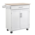 thumbnail image 1 of Homiyad Kitchen Island Cart Rolling Trolley Cart with Drawer, Storage Cabinet & Towel Rack, White, 1 of 8