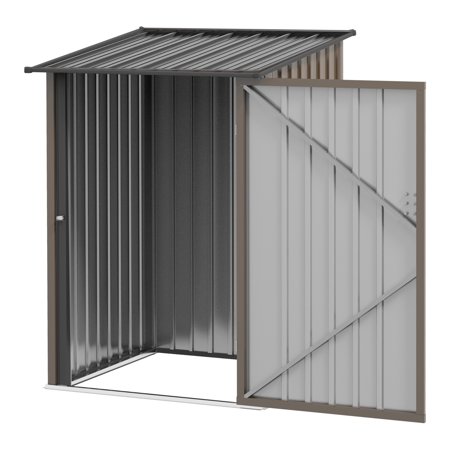 Homiyad Lean-to Garden Storage Shed 3.3x3.4 ft Galvanized Steel with Lockable Door Brown | Aosom.com