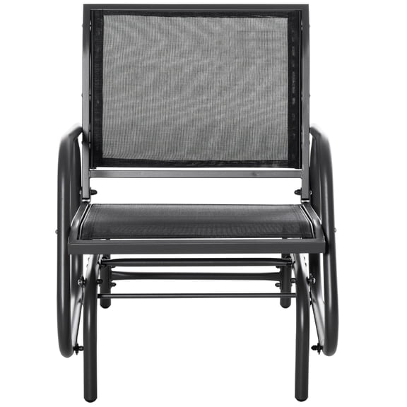 Homiyad Outdoor Glider Chair, Steel Swing Chair with Curved Armrests for Porch, Garden & Poolside, Dark Gray