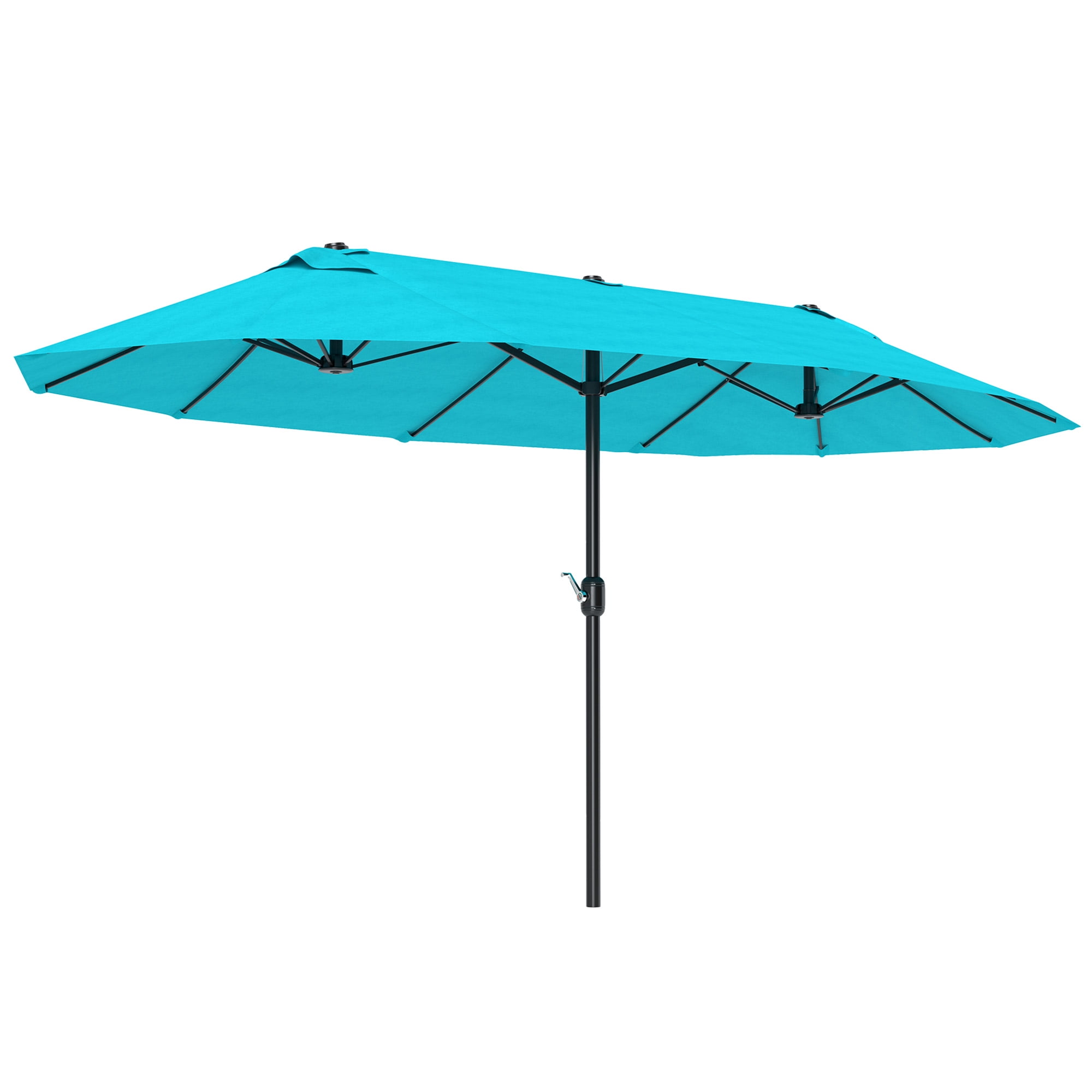 Homiyad Patio Umbrella 15ft Double-Sided Outdoor Market Extra Large Umbrella with Crank Handle for Backyard, Blue