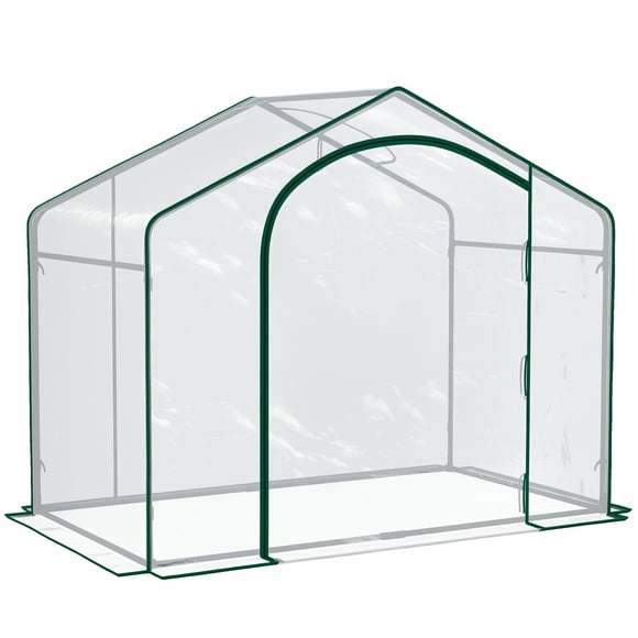 Outsunny 71.75" x 39.25" x 59.75" Portable Walk-in Greenhouse, PVC Cover, Steel Frame Garden Hot House, Zipper Door, Top Vent, Clear