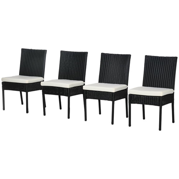 Homiyad Rattan Outdoor Dining Chairs with Cushions Cream White Patio Comfort
