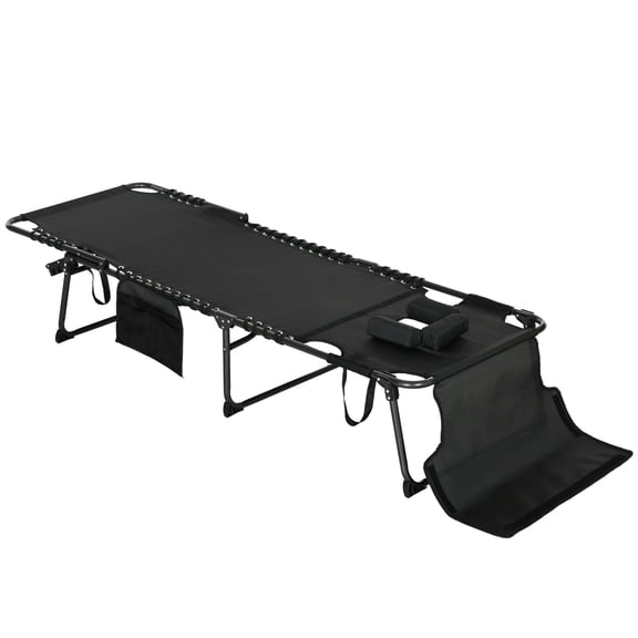 Homiyad Tanning Lounger: Foldable, 5-Level Back, Reading Hole, Side Pocket, Headrest, Ultimate Relaxation, Black|Aosom.com