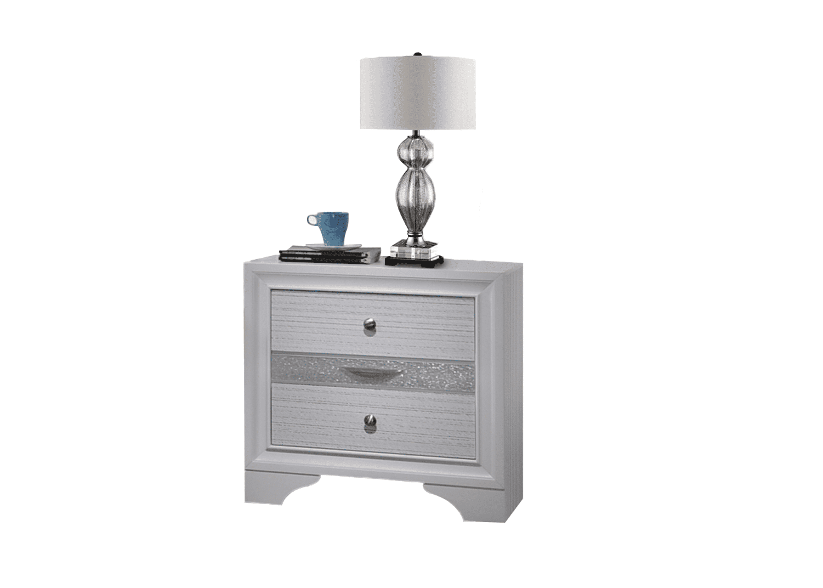 Matrix Traditional 2-Drawer White Wood Nightstand with Jewelry Tray
