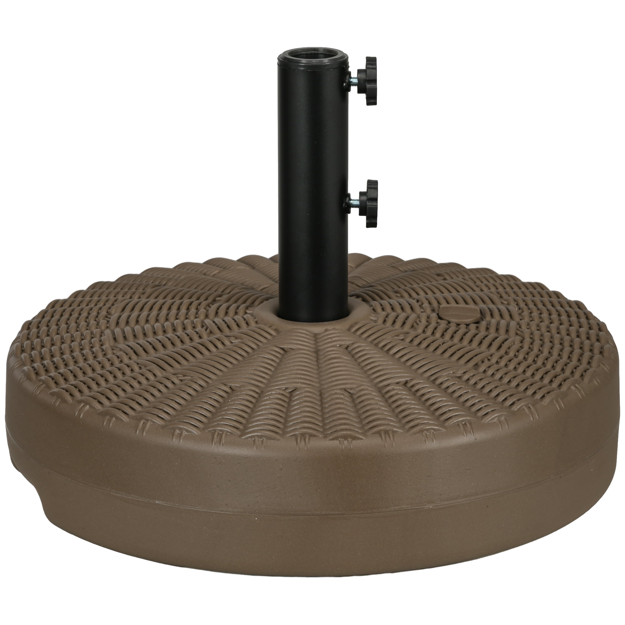 Homiyad Umbrella Stand Round Fillable Base for 1.5 2 Poles Outdoor Lawn Deck Brown| Aosom.com