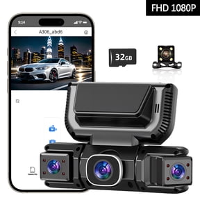 Homjin 4-Channel Dash Cam, Infrared Night Vision, IPS Screen, WiFi & OBD Cable, 24h Parking Monitor for Car