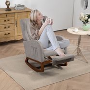 Pemberly Row French Provincial Style Rocking Chair in Antique White ...